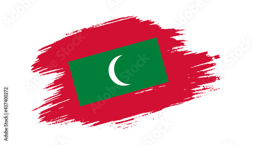 Patriotic of Maldives flag in brush stroke effect on white background
