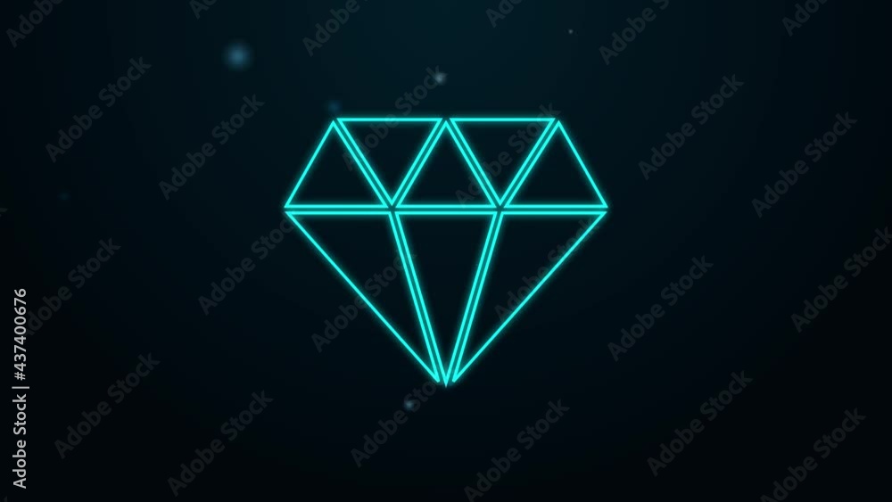 Glowing neon line Diamond icon isolated on black background. Jewelry symbol. Gem stone. 4K Video motion graphic animation Glowing neon line Diamond icon isolated on black background. Jewelry symbol. Gem stone. 4K Video motion graphic animation