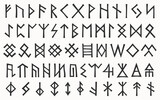 Runes. Vector collection of runic letters, which were used in Germanic languages before Latin alphabet. Scandinavian variants futhark, Anglo-Saxon variant futhorc and several abstract runes.