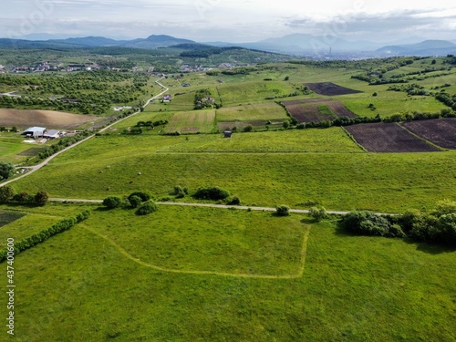 landscape with green fields and hills