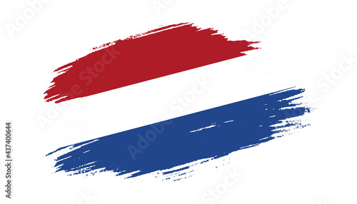 Patriotic of Netherlands flag in brush stroke effect on white background