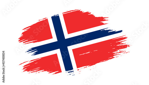 Patriotic of Norway flag in brush stroke effect on white background