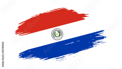 Patriotic of Paraguay flag in brush stroke effect on white background