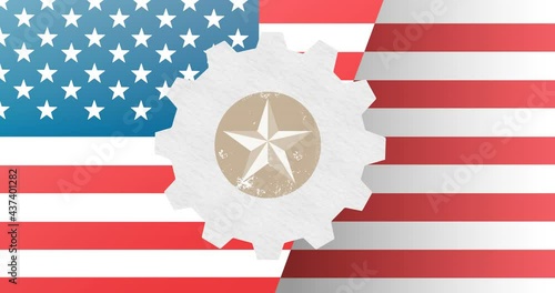 Wallpaper Mural Animation of labor day star over cog and american flag Torontodigital.ca