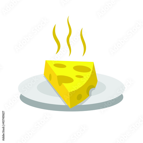 stinky cheese on plate, vector illustration 