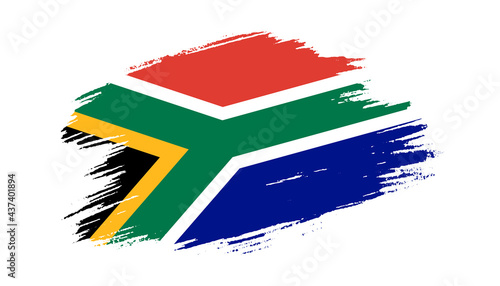 Patriotic of South Africa flag in brush stroke effect on white background