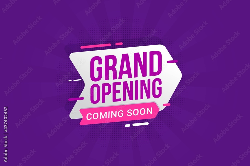 Fototapeta premium Grand opening banner invitation with megaphone speaker opening celebration announcement vector illustration