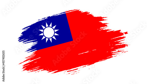 Patriotic of Taiwan flag in brush stroke effect on white background