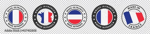 set of made in the france labels, made in the france logo,  france flag , france product emblem, Vector illustration.	 photo