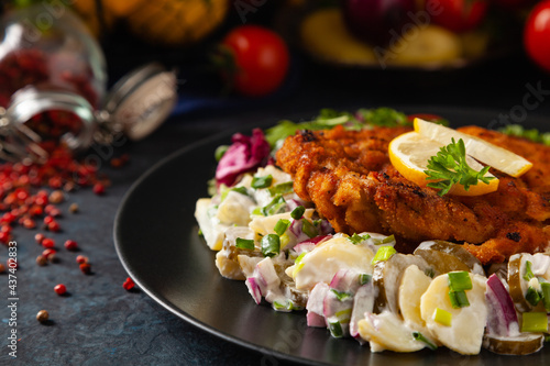 Photography Classic, traditional Viennese sirloin schnitzel