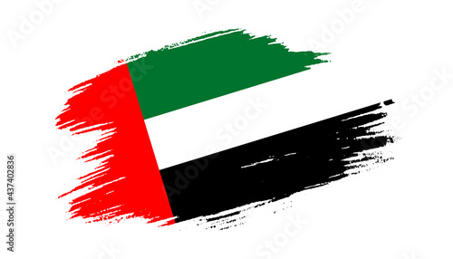 Patriotic of United Arab Emirates flag in brush stroke effect on white background