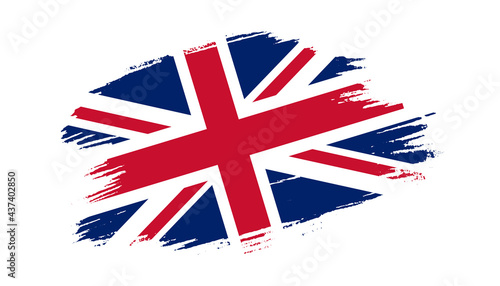 Patriotic of United Kingdom flag in brush stroke effect on white background
