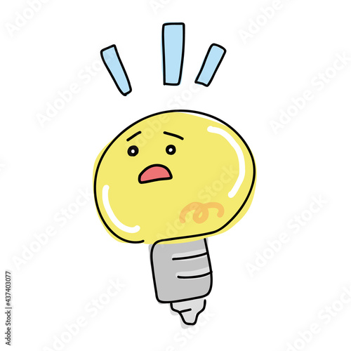 電球のイメージイラスト　困った顔