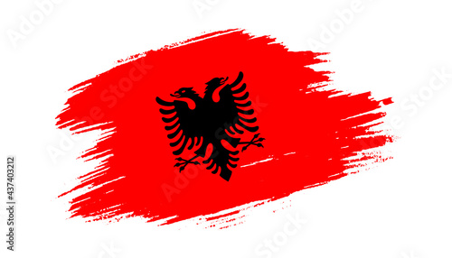Patriotic of Albania flag in brush stroke effect on white background