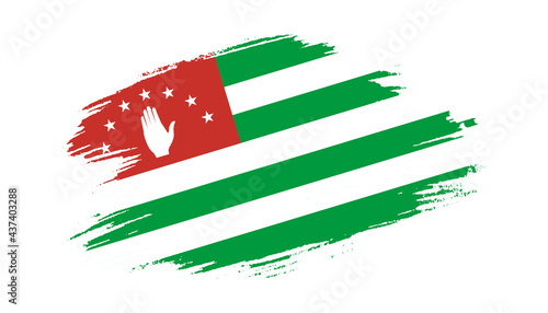 Patriotic of Abkhazia flag in brush stroke effect on white background