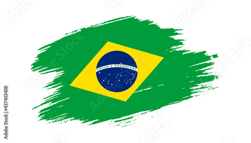 Patriotic of Brazil flag in brush stroke effect on white background