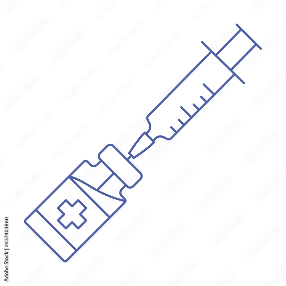 Coronavirus vaccine line icon. Syringe with vial sign. Medical vaccine bottle with syringe symbol. Linear style, vaccination from coronavirus. Editable stroke. Immunization concept Coronavirus vaccine line icon. Syringe with vial sign. Medical vaccine bottle with syringe symbol. Linear style, vaccination from coronavirus. Editable stroke. Immunization concept