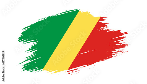 Patriotic of Republic of the Congo flag in brush stroke effect on white background