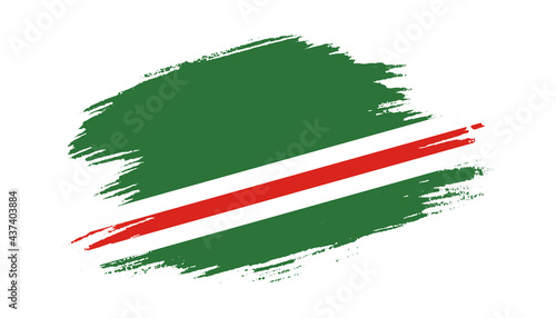 Patriotic of Chechen Republic of Ichkeria flag in brush stroke effect on white background