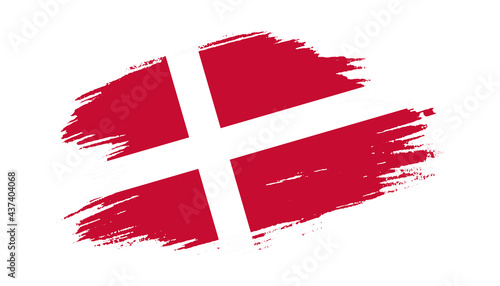 Patriotic of Denmark flag in brush stroke effect on white background