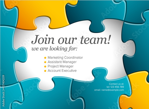 We are hiring minimalistic flyer template with puzzle