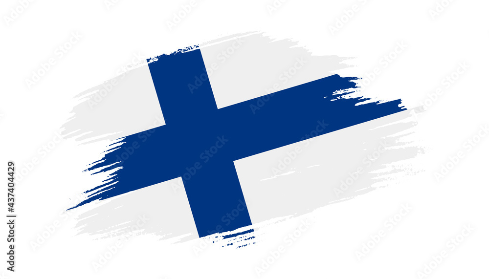 Patriotic of Finland flag in brush stroke effect on white background Patriotic of Finland flag in brush stroke effect on white background
