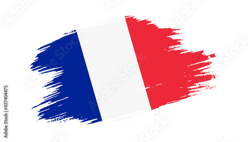 Patriotic of France flag in brush stroke effect on white background