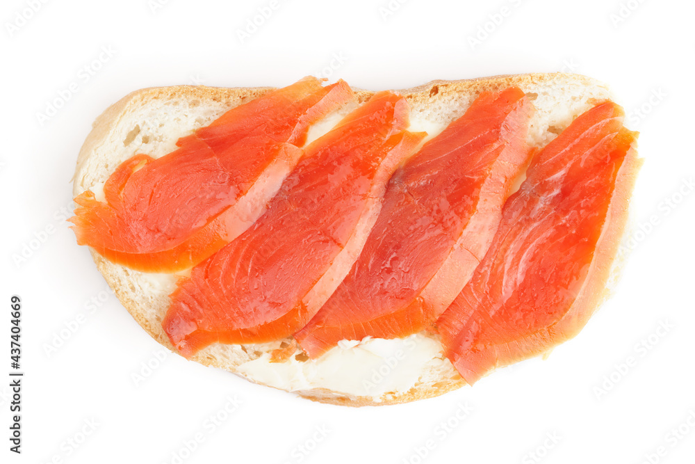 Sandwiches with smoked trout on white surface Sandwiches with smoked trout on white surface