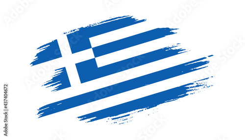 Patriotic of Greece flag in brush stroke effect on white background