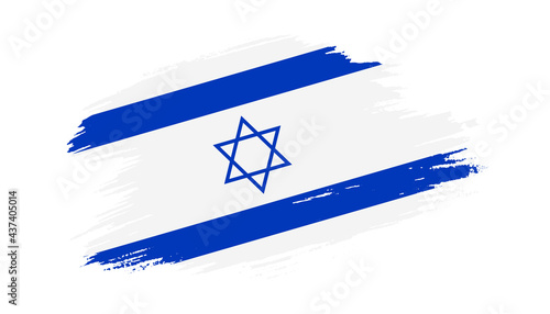 Patriotic of Israel flag in brush stroke effect on white background