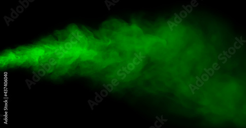 green smoke steam isolated black background