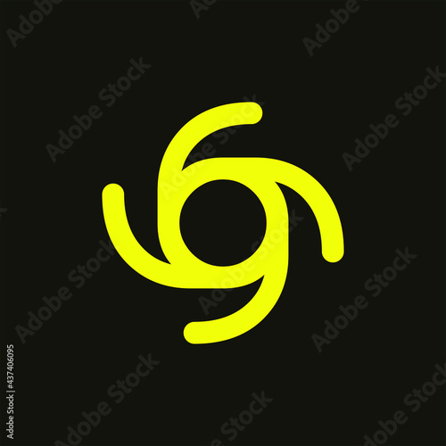 circle, wind, swirl, gaming, games, game, industry, fashion, geometric, apparel, sport, 9, number, 4g, g4, g, letter, initial, business, brand, identity, symbol, flat, icon, monogram, pictogram