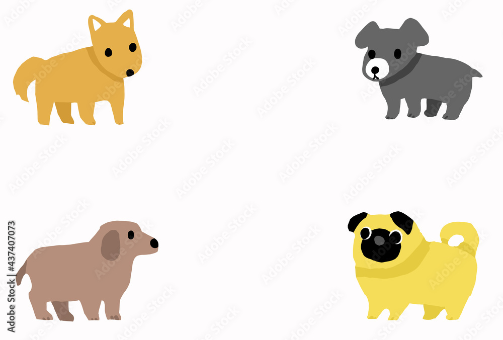 犬がたくさんいるフレームイラスト 犬がたくさんいるフレームイラスト