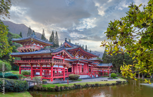 Byodo-In Temple at the Valley of the Temples (Oahu, Hawaii) photo