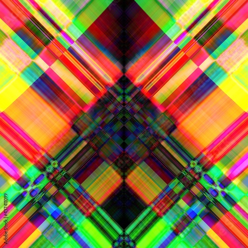 Checkered pattern. Harmonious interweaving of multicolored stripes. Great for decorating fabrics, textiles, gift packaging, printed materials, advertising.