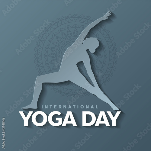international yoga day. yoga body posture. Woman practicing yoga. vector illustration design