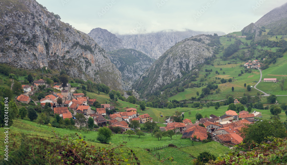 Panoramic view of the town of Bejes in Cantabria