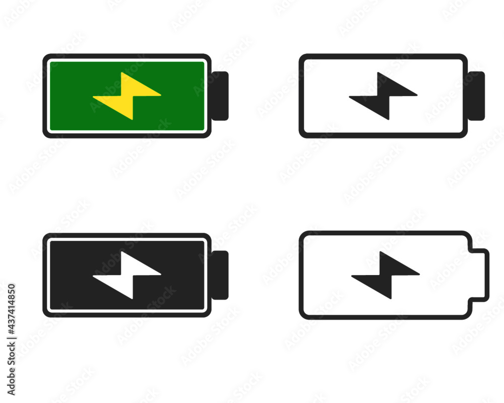 Battery charger icon vector logo - battery charge full power energy level illustration Battery charger icon vector logo - battery charge full power energy level illustration