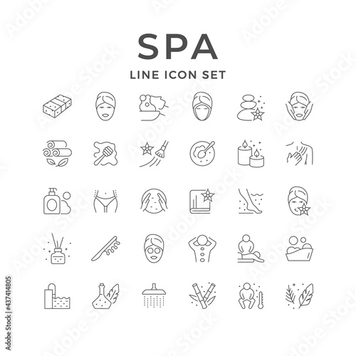 Set line icons of spa