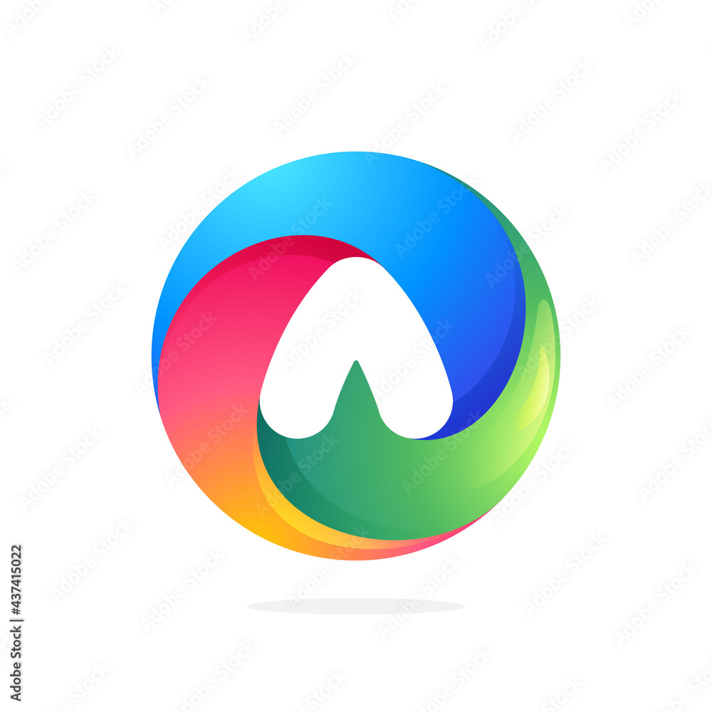 A letter logo inside swirling loop circle. A letter logo inside swirling loop circle.
