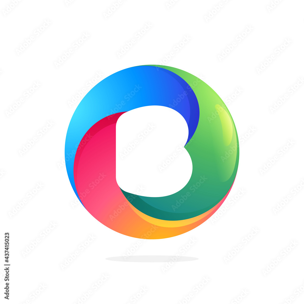 B letter logo inside swirling loop circle.