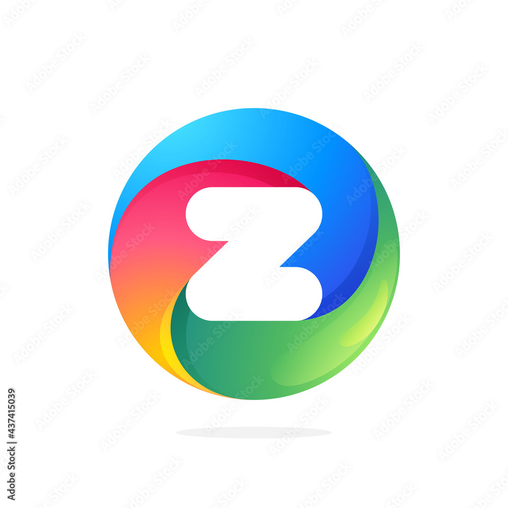 Z letter logo inside swirling loop circle. Z letter logo inside swirling loop circle.