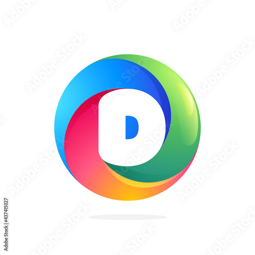 D letter logo inside swirling loop circle.