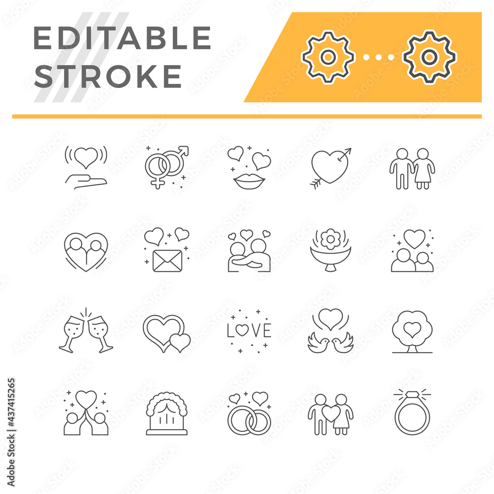 Set line icons of love and romance