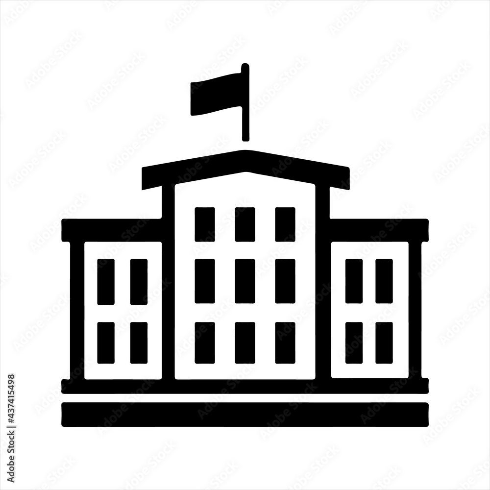 School building icon. Vector and glyph School building icon. Vector and glyph