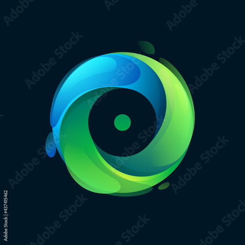 Eco-friendly O letter logo inside a swirl green circle.