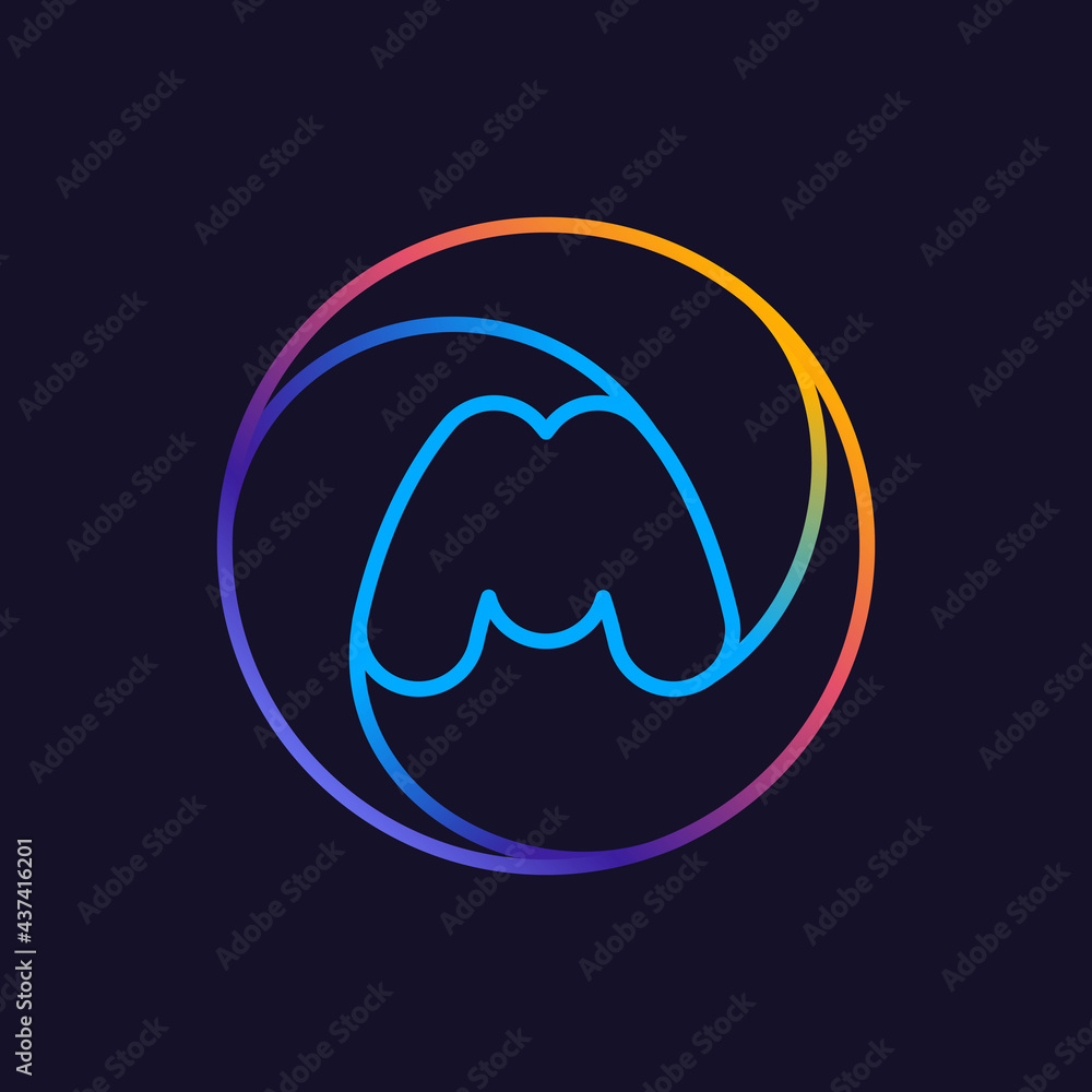 M letter one line colorful logo. M letter one line colorful logo.