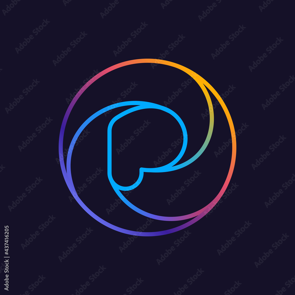 P letter one line colorful logo. - obrazy, fototapety, plakaty 