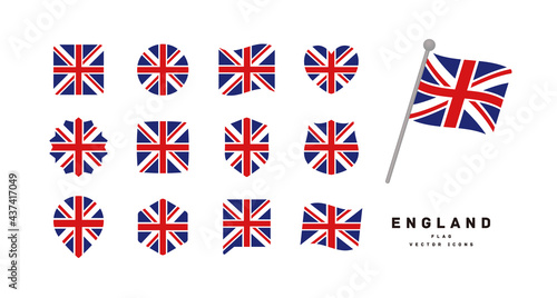 British flag icon set vector illustration