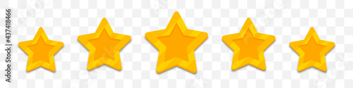 Five stars customer rating review in a flat design